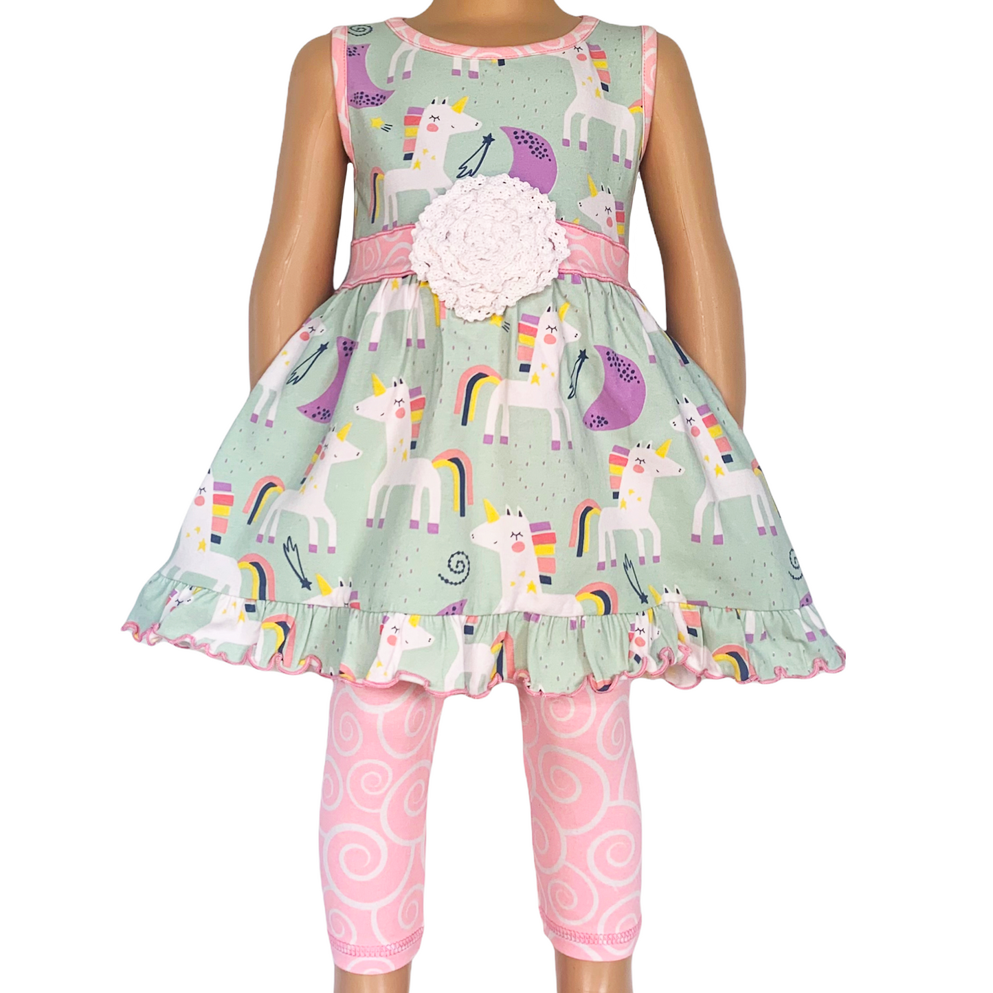AnnLoren Kjole m. Unicorn print